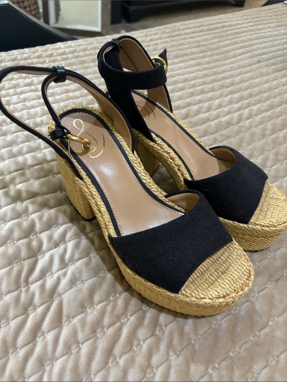 Black Woven Platform Sandals - Women